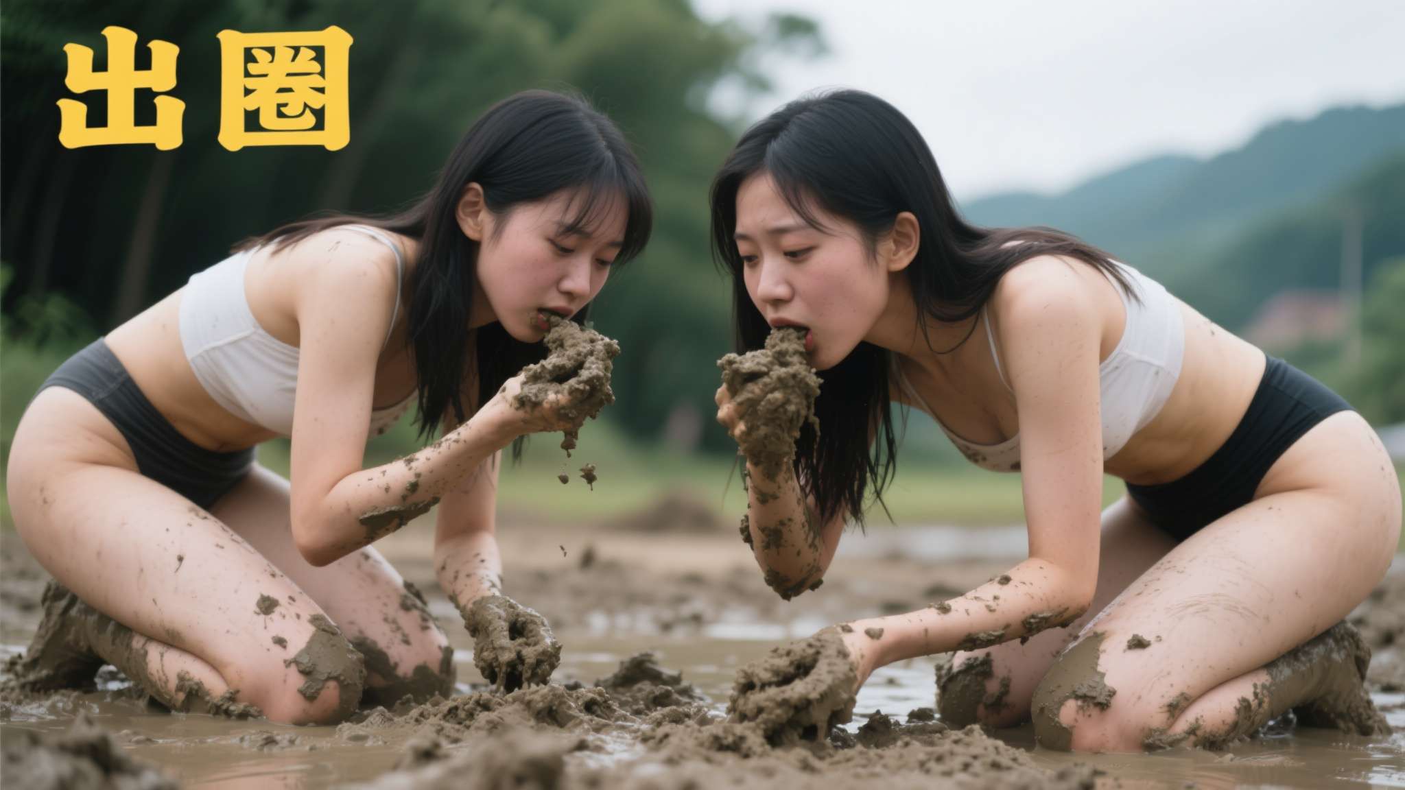 闺蜜让我吃了一脸泥 动图 湖边有两位好可怕的"腰精" 然而,让这组动图真正"出圈"的,并不只是吃泥的窘迫,更是画面中两位身材令人咋舌的